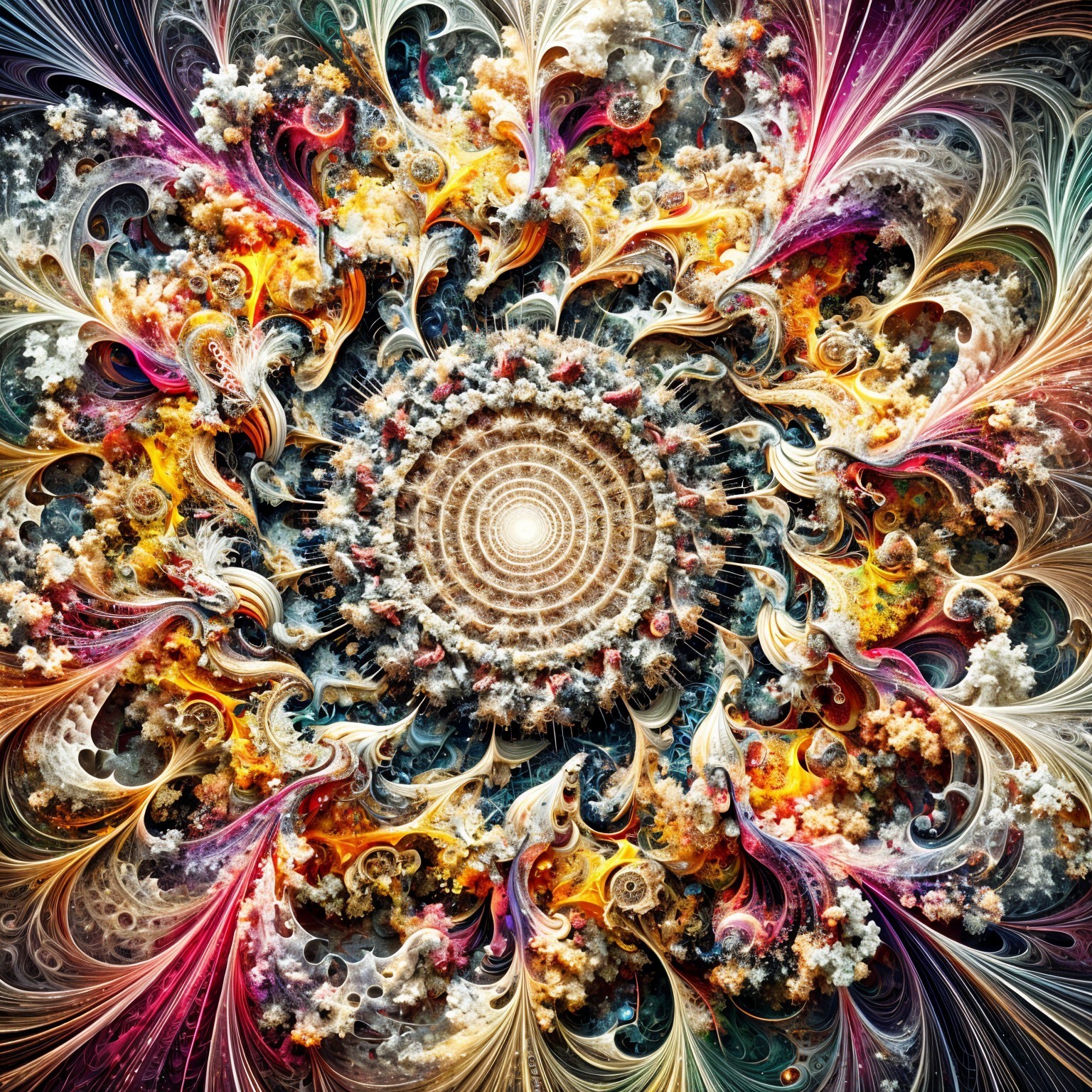 Intricate Spiral Design with Vibrant Colors and Patterns
