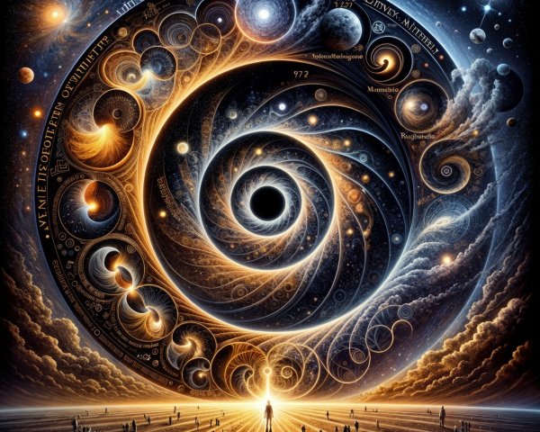 Cosmic Spiral with Vibrant Colors and Celestial Elements
