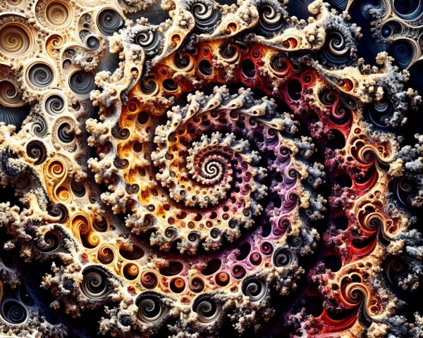 Intricate Fractal Design with Spiral Patterns and Colors