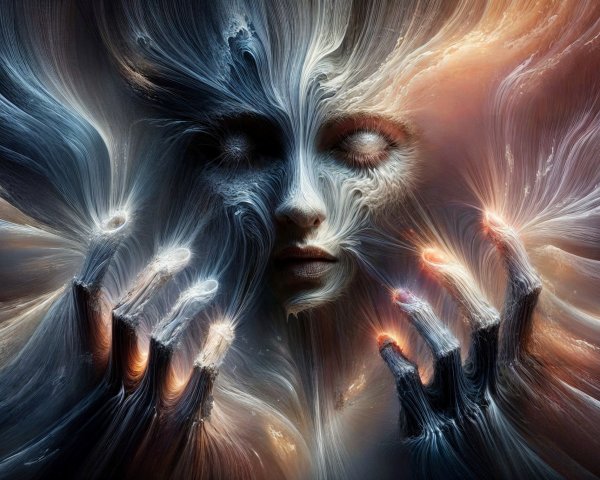 Surreal Cosmic Face with Colorful Patterns and Light