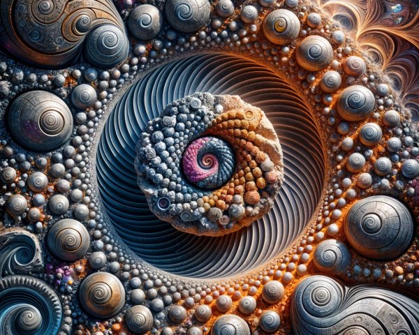 Fractal Design with Spirals and Metallic Hues