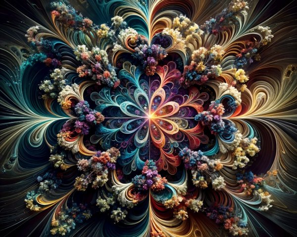 Intricate Fractal Design with Vibrant Colors and Patterns