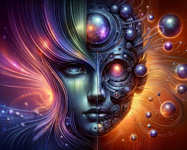 Split Face of Human and Mechanical Elements