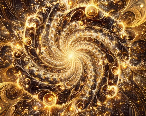 Golden Spiral Design with Radiant Light Patterns