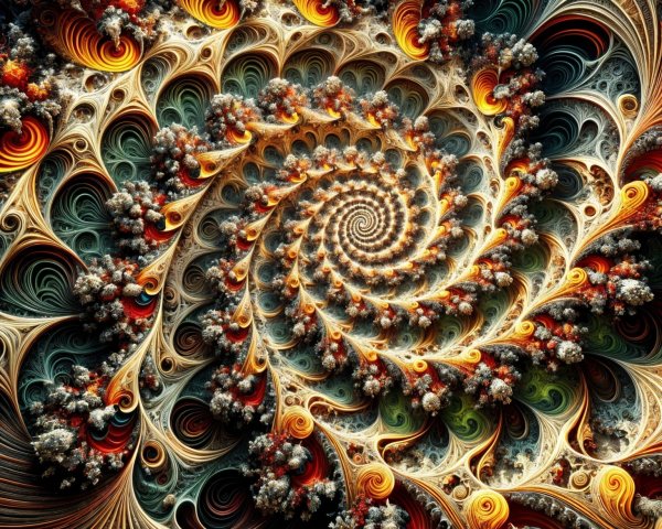 Vibrant Swirling Spiral Fractal Pattern with Colors