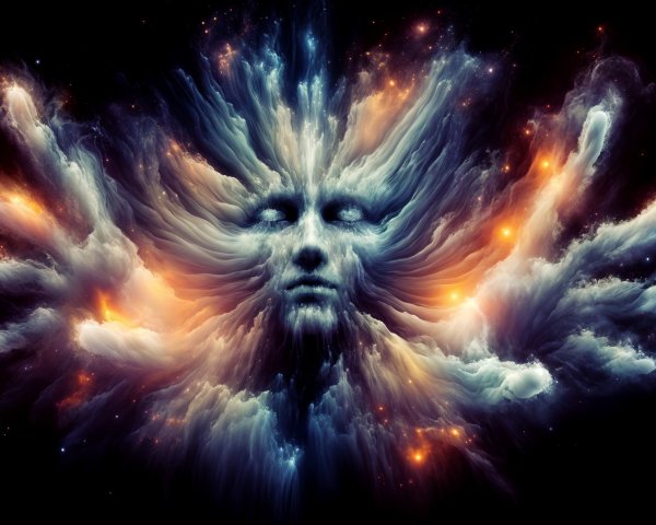 Surreal Cosmic Figure in Vibrant Nebula Colors