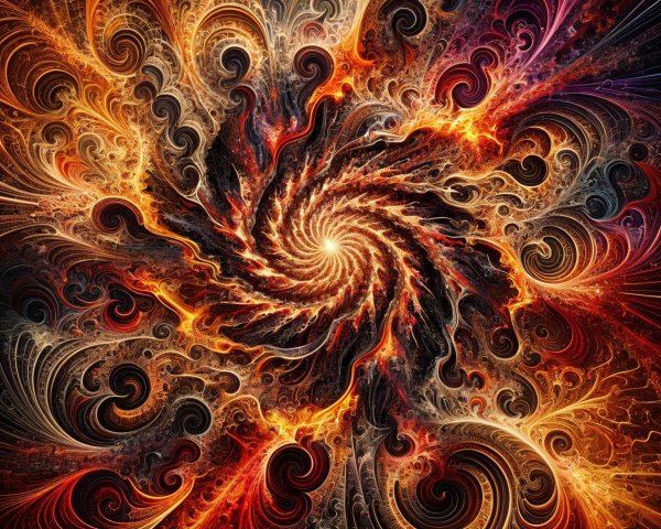 Cosmic Vortex of Fiery Colors and Fractal Patterns
