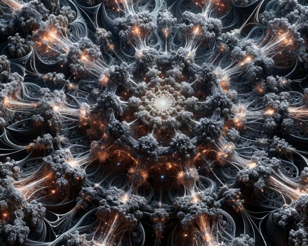 Intricate Fractal Design with Swirling Patterns and Depth