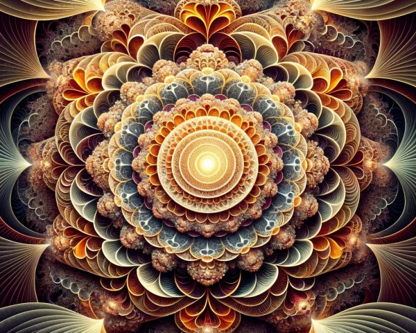 Intricate Fractal Design with Spirals and Floral Motifs
