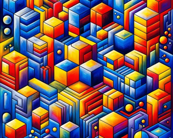 Vibrant Abstract Composition of Geometric Shapes