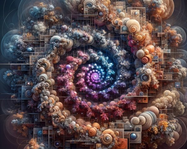 Intricate Spiral Design with Vibrant Cosmic Patterns