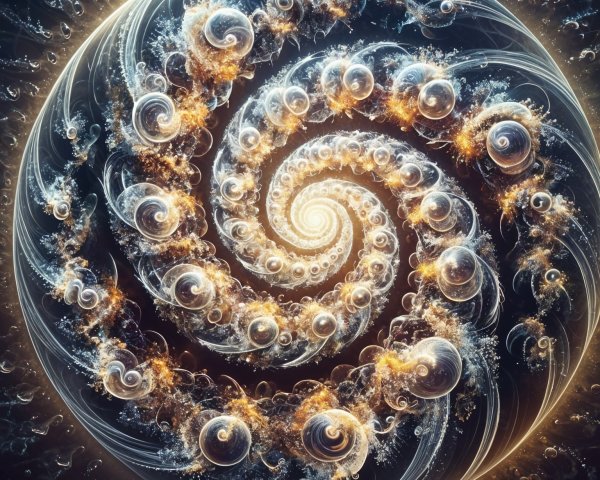 Fractal Spiral Design with Luminescent Orbs and Colors