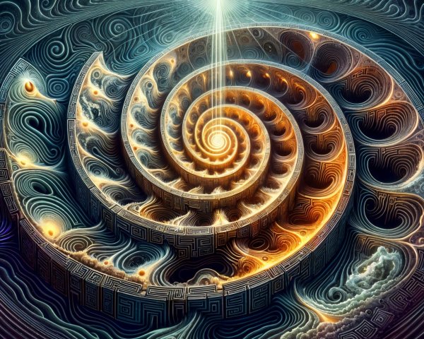 Spiral Design with Radiant Light in Cosmic Background