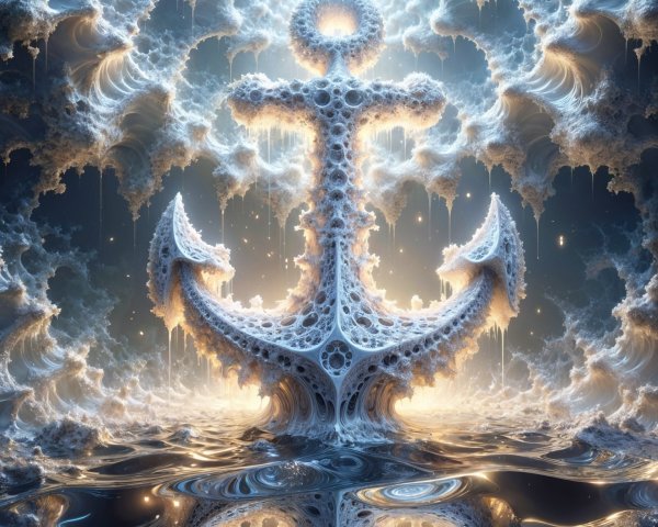 Intricately Designed Coral Anchor in Serene Water Scene