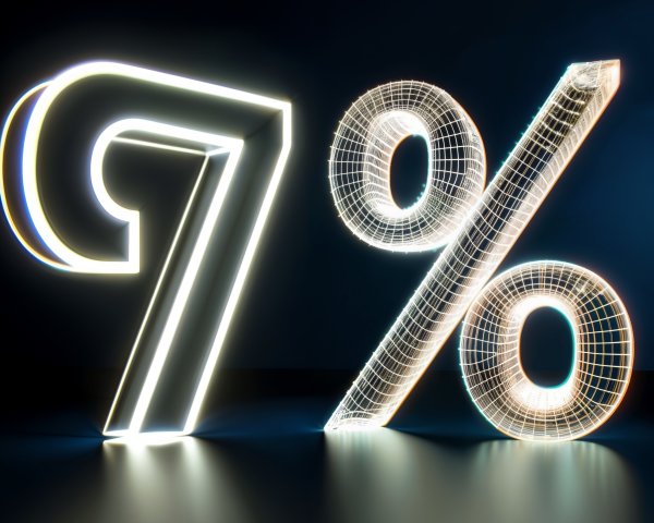 Futuristic depiction of the number 97% in 3D design