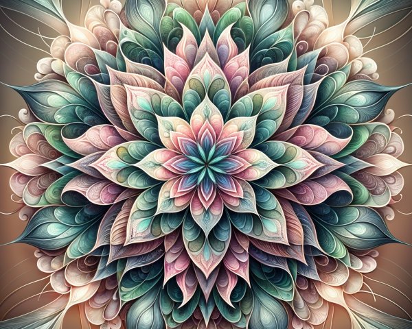 Intricate Pastel Mandala Design with Floral Elements