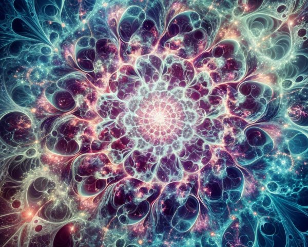 Vibrant Fractal Pattern in Blue, Pink, and Purple