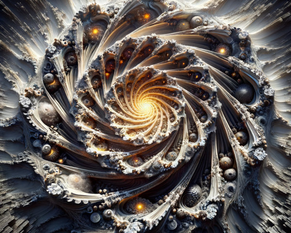 Fractal Design with Spiraling Patterns and Textures
