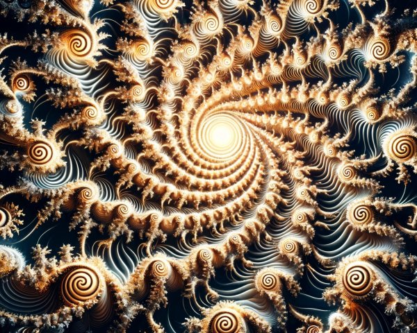 Intricate Golden Fractal Pattern on Dark Background