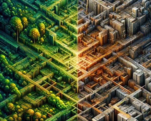 Abstract Landscape of Nature and Urban Elements