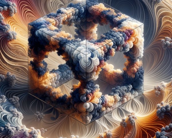 3D Cube with Swirling Patterns in Warm Tones