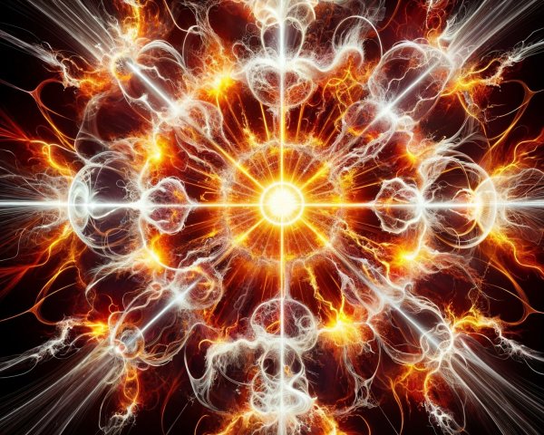 Dynamic Abstract Composition with Radiant Core and Patterns