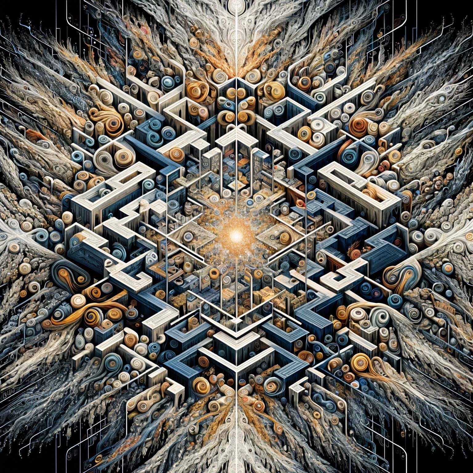 Symmetrical Abstract Design with Geometric Shapes