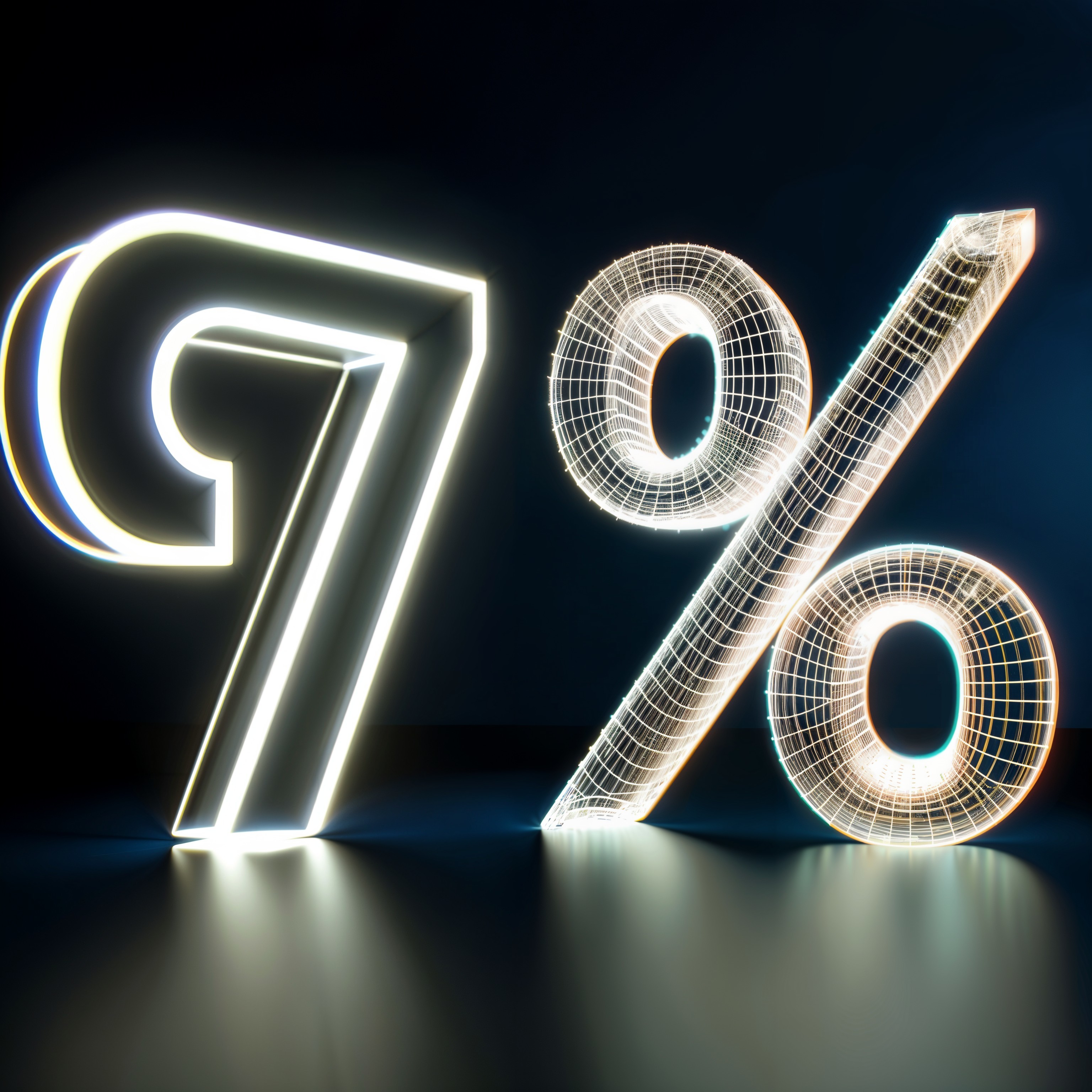 Futuristic depiction of the number 97% in 3D design