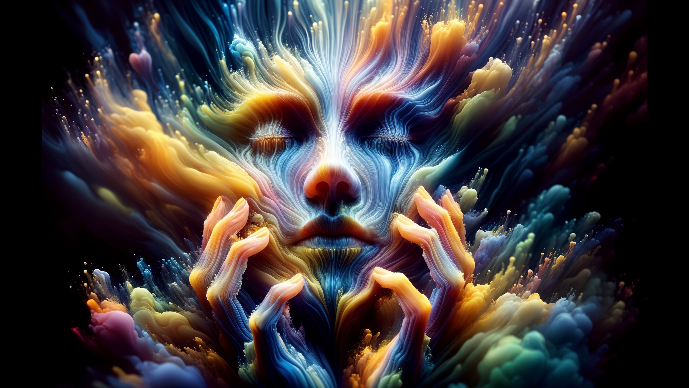 Surreal Portrait with Vibrant Colors and Abstract Forms