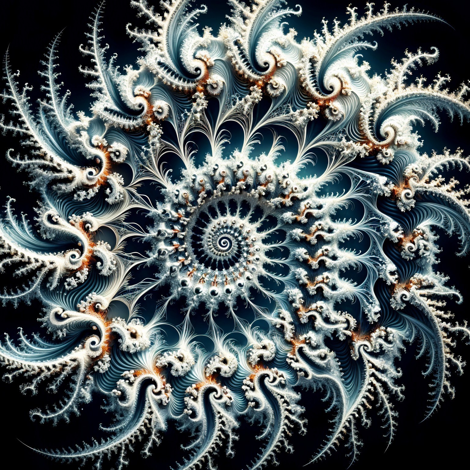 Intricate Fractal Pattern with Spirals and Lace Details
