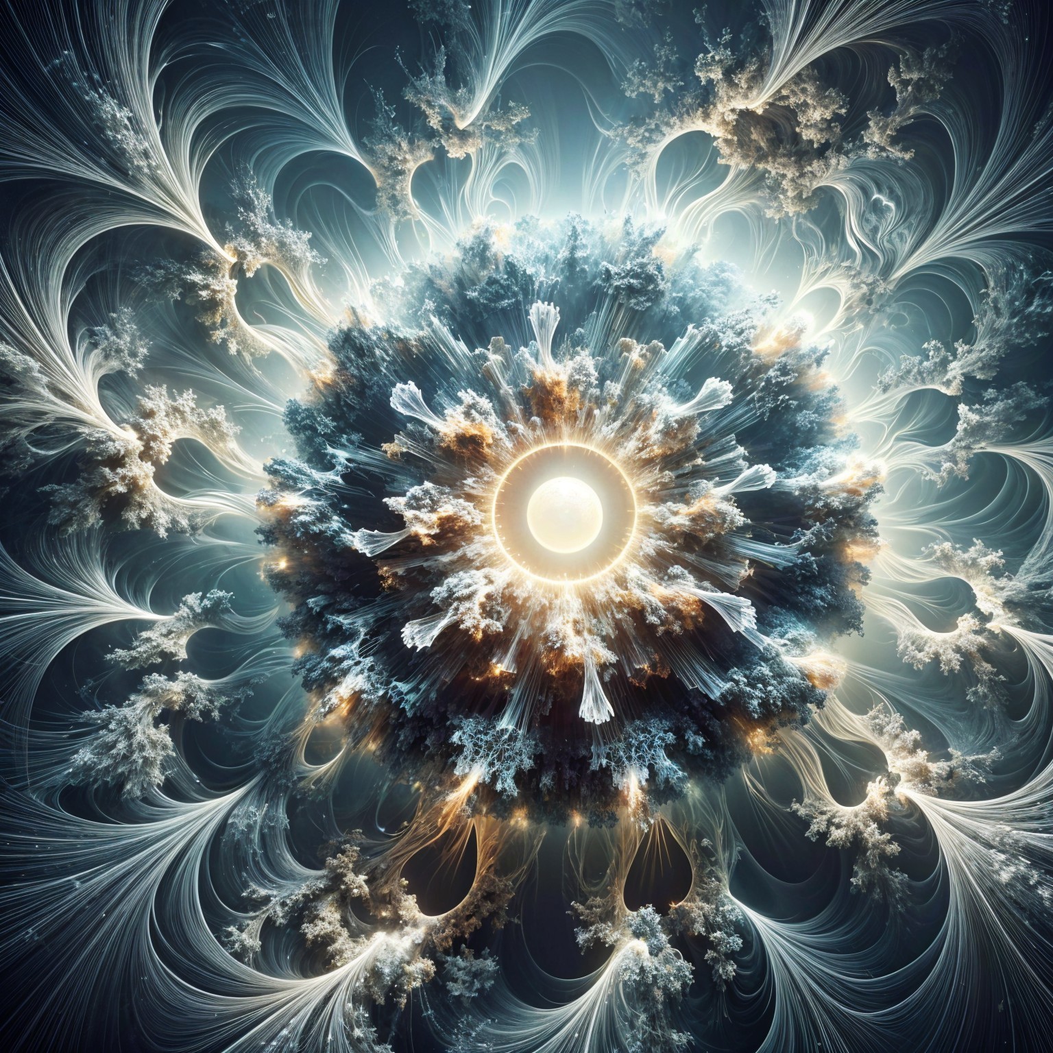 Abstract Fractal Design with Luminous Central Sphere