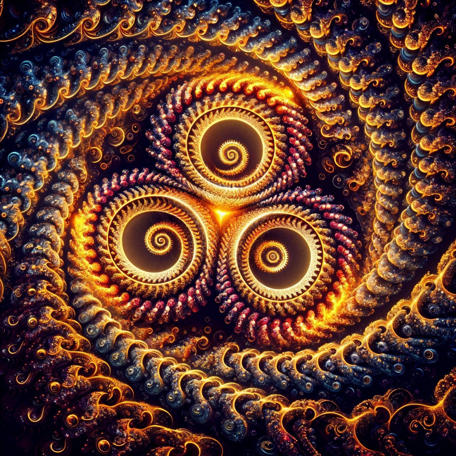 Intricate Fractal Design with Spiraling Forms and Colors