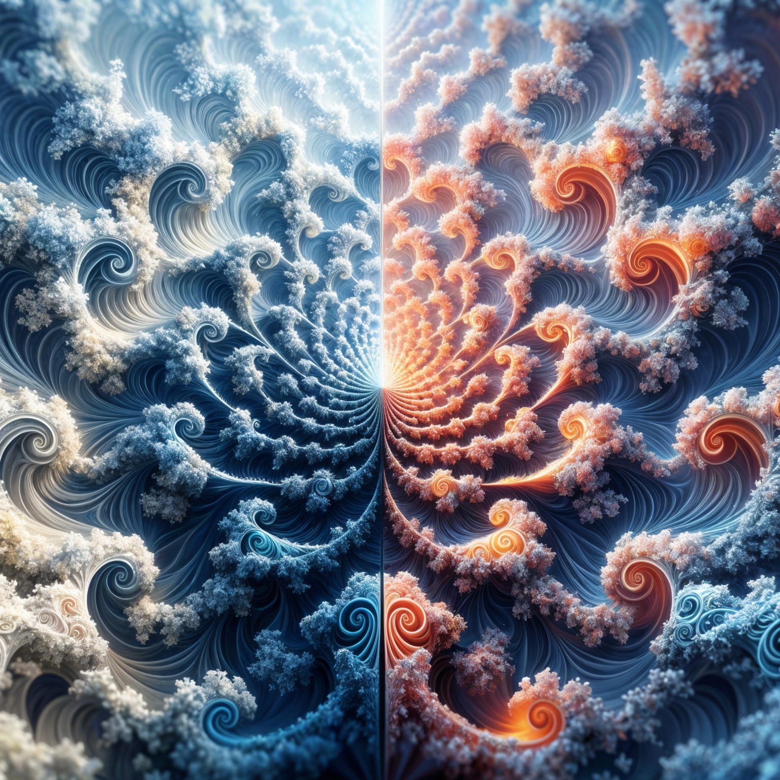 Fractal Pattern with Cool and Warm Color Contrast