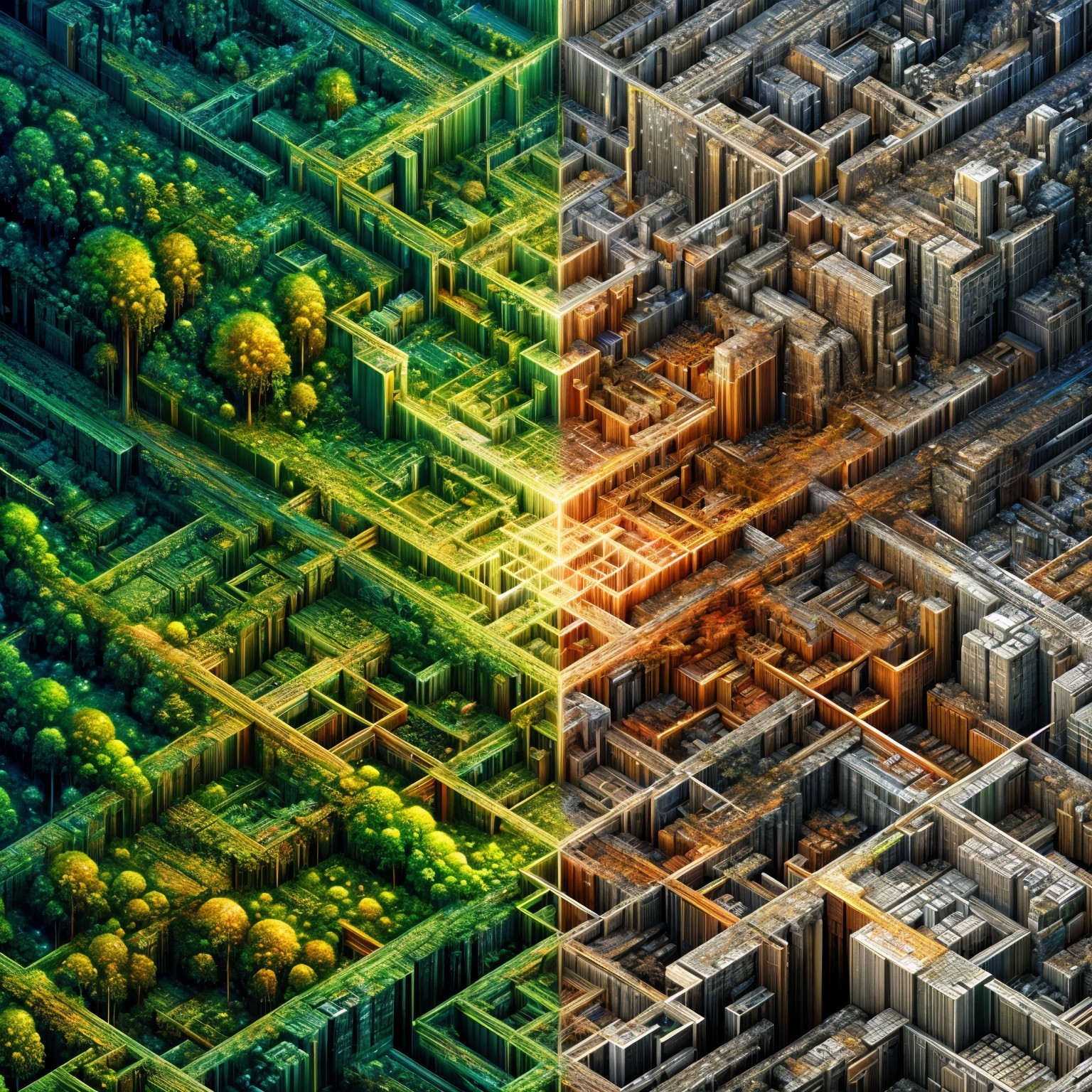 Abstract Landscape of Nature and Urban Elements