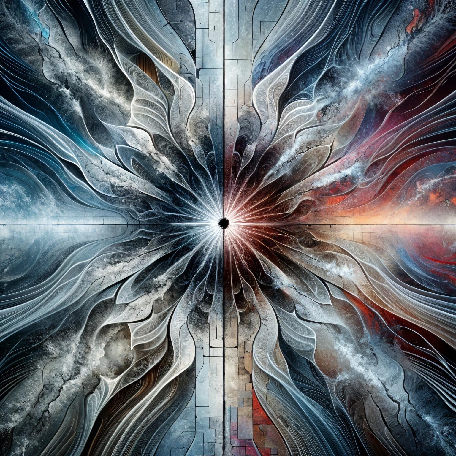 Abstract Cosmic Scene with Swirling Light Patterns