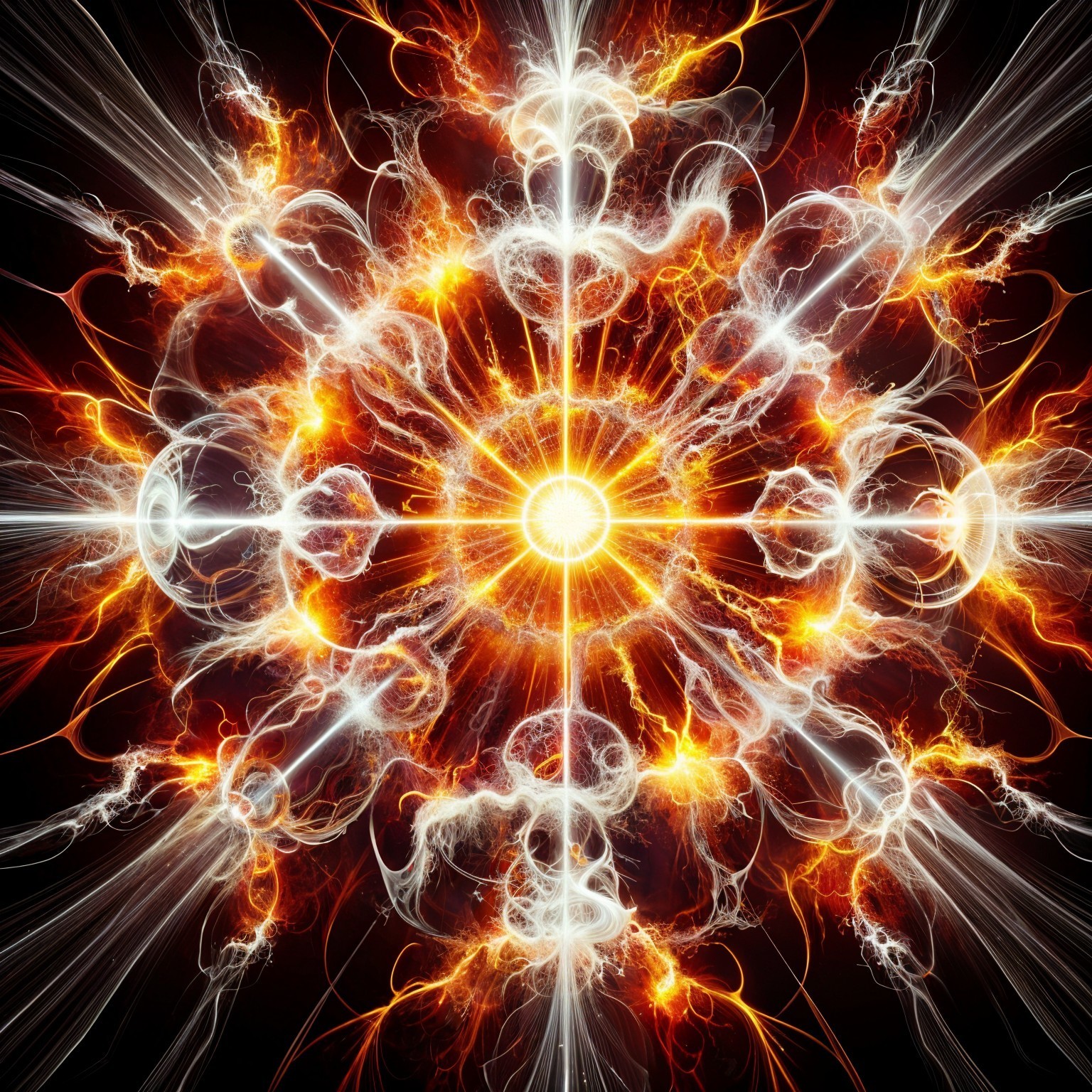 Dynamic Abstract Composition with Radiant Core and Patterns