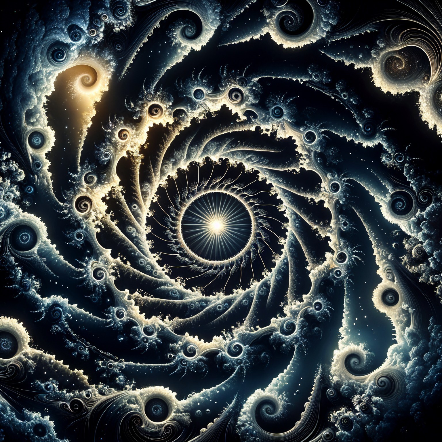 Cosmic Spiral with Swirls and Intricate Patterns