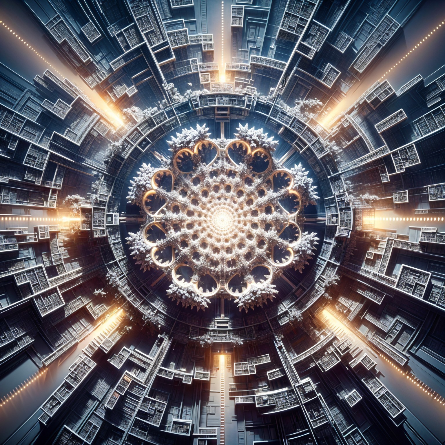 Futuristic Design with Fractal Pattern and Geometric Shapes