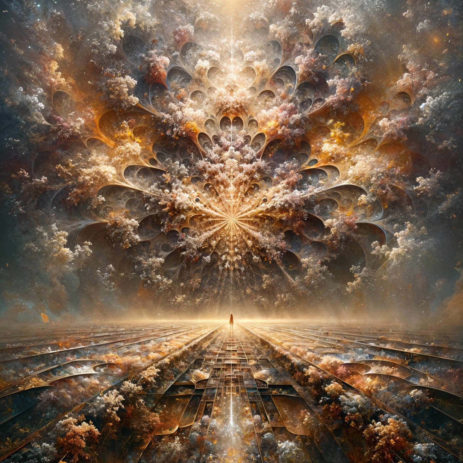 Abstract Landscape with Gold and Orange Hues
