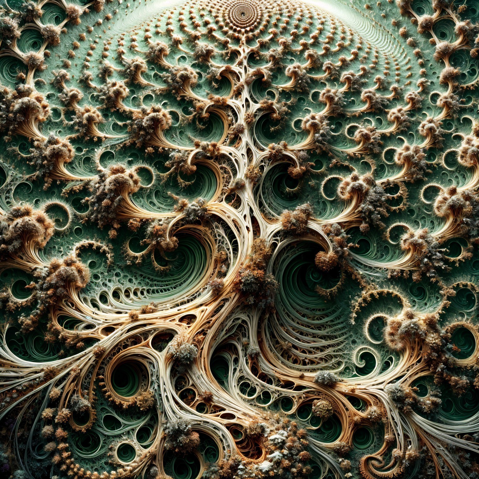 Fractal Tree Pattern in Earthy Brown and Green Tones