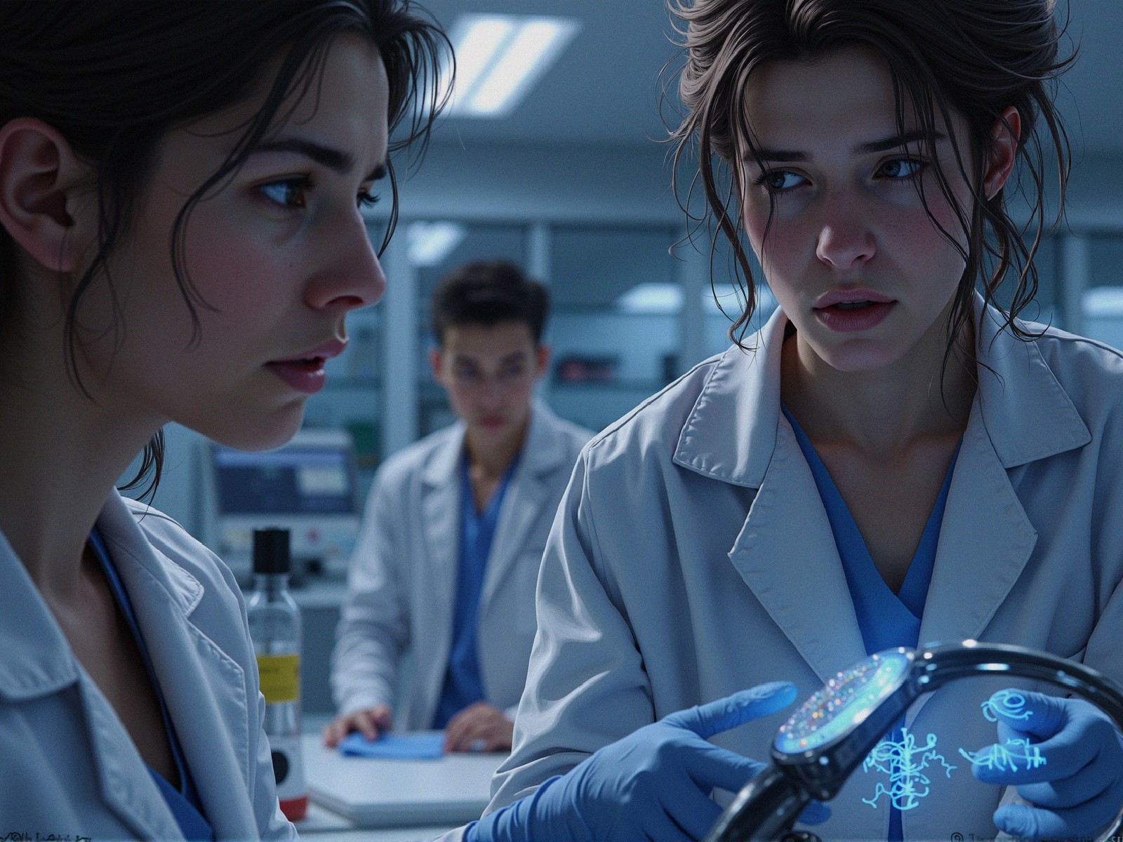 Female Scientists Analyzing Biological Patterns in Lab