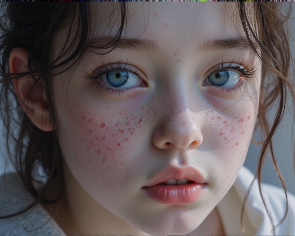 Close-Up Portrait of a Young Girl with Blue Eyes