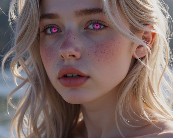 Close-Up Portrait of a Young Woman with Freckles