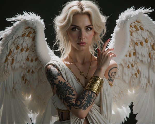 Celestial Being with White Wings and Golden Accents