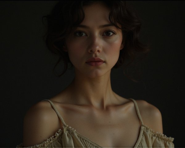 Young woman with natural beauty in elegant attire