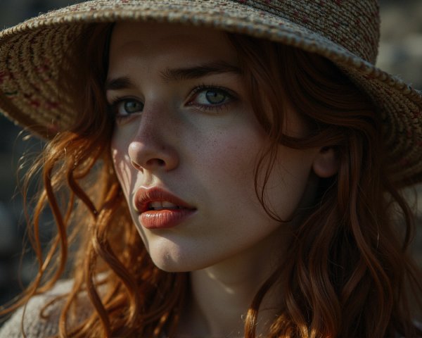 Close-Up Portrait of a Young Woman with Red Hair
