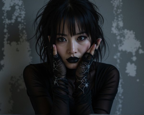 Portrait of a Young Woman with Edgy Makeup and Style