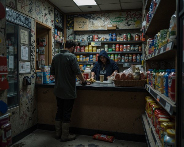 Convenience Store Scene with Casual Interaction