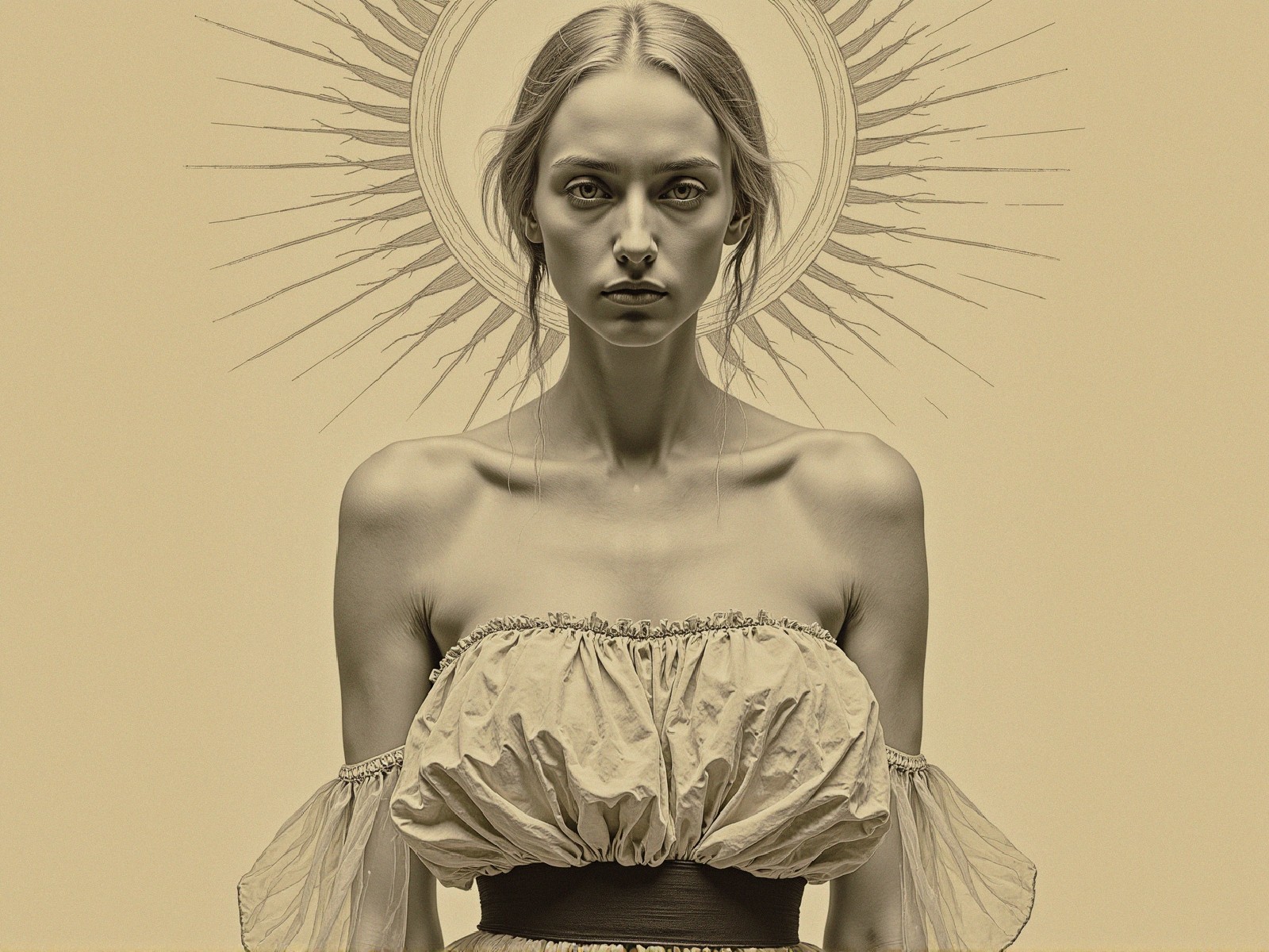 Portrait of a Woman with Halo and Ethereal Top