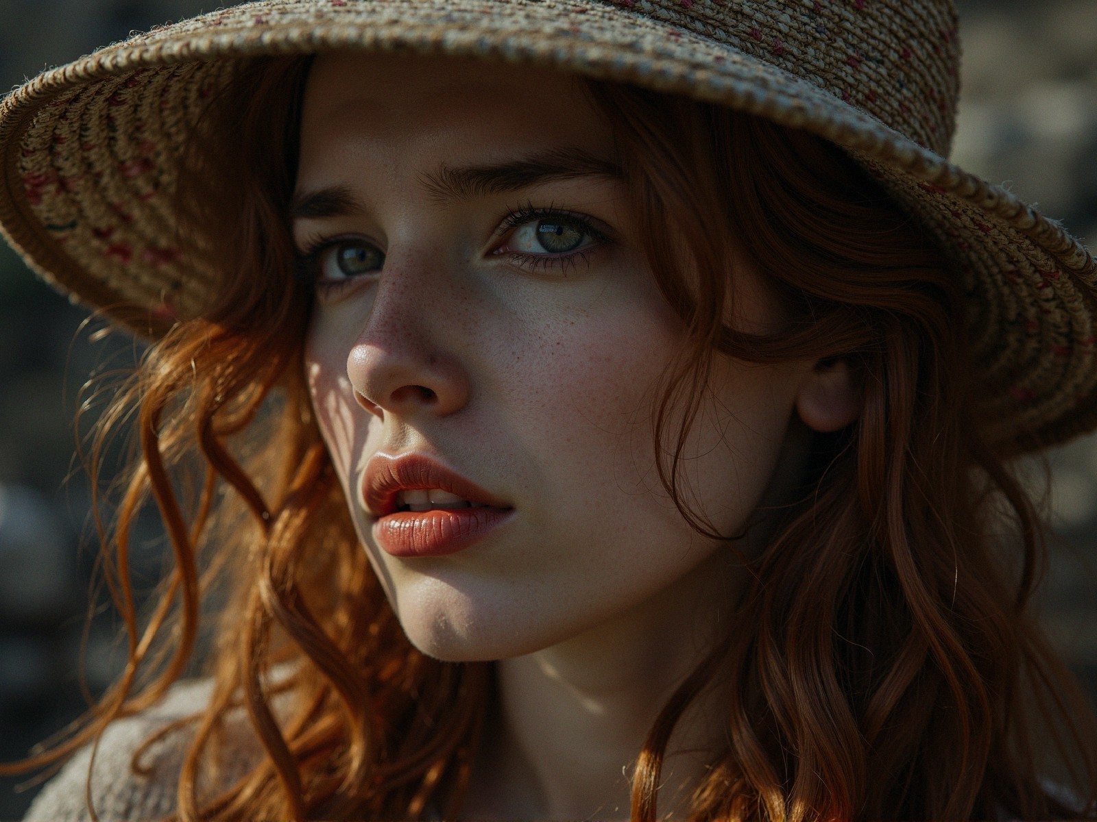 Close-Up Portrait of a Young Woman with Red Hair